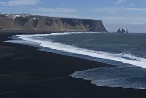 Images Dated 6th April 2010: Black volcanic sand beach, Dyrholaey, near Vik, Iceland, Polar Regions