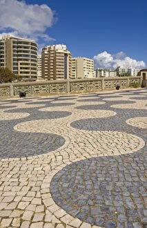 Black and white cobble design on the promenade above Praia da Rocha beach