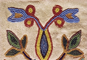 Beads Prints: Detail of Blackfoot gloves from around 1890, buckskin with glass beads, Robert A