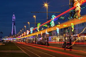 Light Trail Prints: Blackpool, Lancashire, England, United Kingdom, Europe