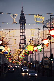 Traffic Collection: Blackpool tower and Illuminations, Blackpool, Lancashire, England, United Kingdom, Europe