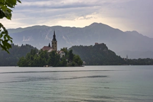 Bled Island Prints: Bled Island and Church of the Assumption of Maria, Bled, Slovenia, Europe