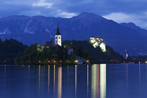 Julian Alps Prints: Blejski Otok Island with Santa Maria Church