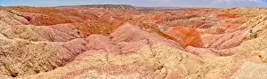 Bentonite Prints: Blood red ridges of Bentonite clay on the east side of Tiponi Point in Petrified Forest