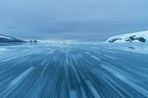 Glacial Prints: Detail of blue colors around the Antarctic Peninsula observed during Austral summer months in Antarctica