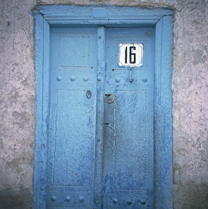 Jewish Quarter Prints: Blue door in the Jewish Quarter of the city of Bukhara