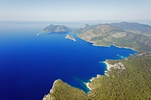 Mediterranean Region Prints: Blue Lagoon and Belcekiz beach, Fethiye, Aegean Turquoise coast, Mediterranean region