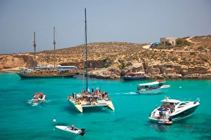 Catamaran Prints: Blue Lagoon, Comino, Malta, Mediterranean, Europe