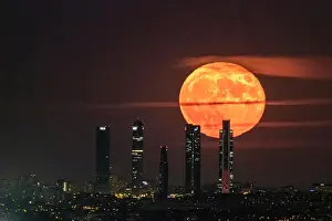 High Rises Prints: The Blue Moon, full moon at perigee