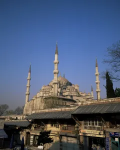Bazaar Prints: The Blue Mosque (Sultan Ahmet Mosque) and bazaar