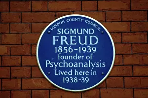 Plaques Prints: Blue plaque commemorating Sigmund Freud, London, England, United Kingdom, Europe
