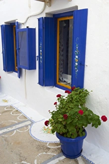 Shutters Prints: Blue shutters, Plaka, old village, Milos, Cyclades Islands, Greek Islands, Greece, Europe