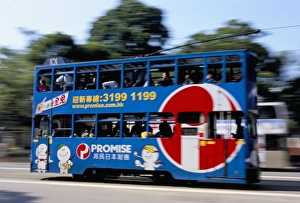 Speeding Prints: Blue tram, Causeway Bay, Hong Kong Island, Hong Kong, China, Asia