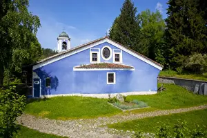 Bulgarian Prints: Blue walled Church of Sveta Bogoroditsa (Uspenie Bogorodichno Church), Old Town