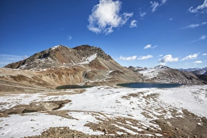 Canton Of Grisons Prints: The blue water of Lake Languard, Engadine, Canton of Grisons (Graubunden), Switzerland