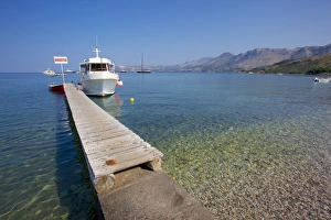 Jetties Prints: Boat to Dubrovnik, Cavtat, Dubrovnik Riviera, Dalmatian Coast, Dalmatia, Croatia, Europe