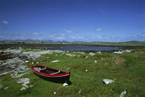 Co Galway Prints: Boat on green foreshore