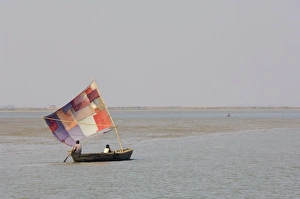 Boat on the Kaladan River, Myanmar (Burma), Asia