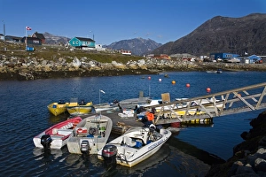 Qoornoq Prints: Boat marina, Port of Nanortalik, Island of Qoornoq, Province of Kitaa, Southern Greenland