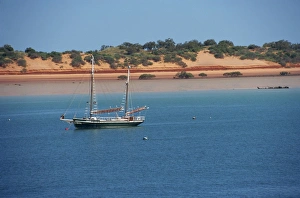 Broome Prints: Boat moored offshore at Broome, Kimberley, Western Australia, Australia, Pacific