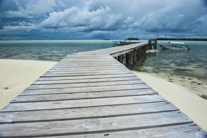 Rock Islands Prints: Boat pier on Carp island, one of the Rock islands, Palau, Central Pacific, Pacific