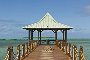 Board Walk Prints: Boat pier in Mahebourg, Mauritius, Indian Ocean, Africa