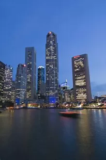 Images Dated 23rd March 2006: Boat Quay and the Financial District at dusk
