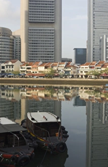 Boat Quay and the Singapore River with the Financial District behind