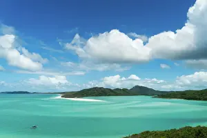 Turquoise Prints: A boat in the shallow water of Whitsunday Island in tropical Queensland, Australia
