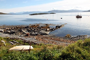 Accessibility Prints: Boat and slip at Helgoy, Troms, North Norway, Norway, Scandinavia, Europe