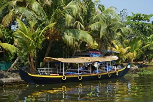 Water Ways Prints: Boat for tourists on the Backwaters, Allepey, Kerala, India, Asia