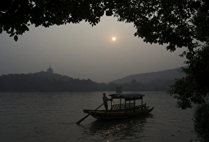 Boat on West Lake, Hangzhou, Zhejiang Province, China, Asia