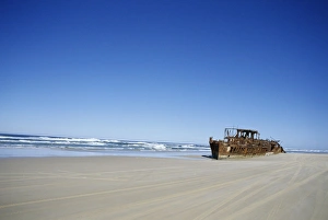 Fraser Island Prints: Boat wreck on the beach, Fraser Island, Queensland, Australia, Pacific