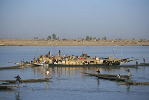Boats on the Bani river, Mopti, Mali, Africa