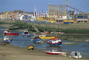 Low Tide Prints: Boats beached on sand banks at low tide in the mouth