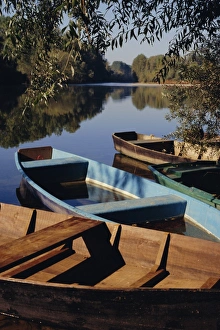 Anchor Prints: Boats at Beynac on the River Dordogne, Aquitaine, France, Europe