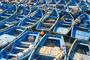 Marrakesh Prints: Boats in the fishing port, Essaouira, Marrakesh-Safi region, Morocco, North Africa
