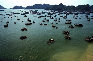 Ha Long Bay Prints: Boats in Ha-Long Bay, UNESCO World Heritage Site, Vietnam, Indochina, Southeast Asia, Asia