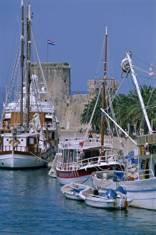 Trogir Prints: Boats in harbour, medieval town of Trogir, Dalmatia, Dalmatian coast, Adriatic