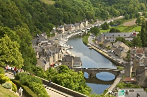 Dinan Prints: Boats and houses along the Banks of the River Rance