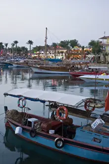 Side Prints: Boats lining the harbourside in Side, Mediterranean coast, Anatolia, Turkey