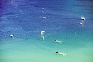 Tobago Prints: Boats in Man of War Bay, Charlotteville, Tobago, Trinidad and Tobago, West Indies