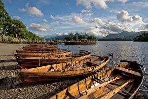 Images Dated 11th July 2007: Boats moored at Derwentwater, Lake District National Park, Cumbria, England