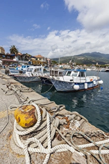 Rope Prints: Boats moored in the harbor, Marina Di Campo, Elba Island, Livorno Province, Tuscany