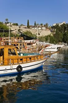 Boats moored in the Marina and Roman Harbour in Kaleici, Old Town, Antalya