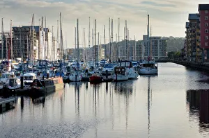 Marinas Prints: Boats moored in the newly completed marina in Portishead