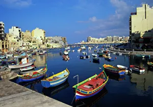 Images Dated 7th December 2006: Boats Moored in Saint Julians Bay, Malta