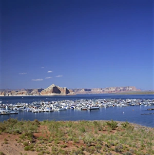 Boats for recreation moored on Lake Powell