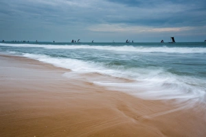 Negombo Prints: Boats returning to port, Negombo, Sri Lanka, Asia