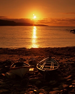 Shetland Island Prints: Boats on shore of Nor Wick on the northeast tip of the island